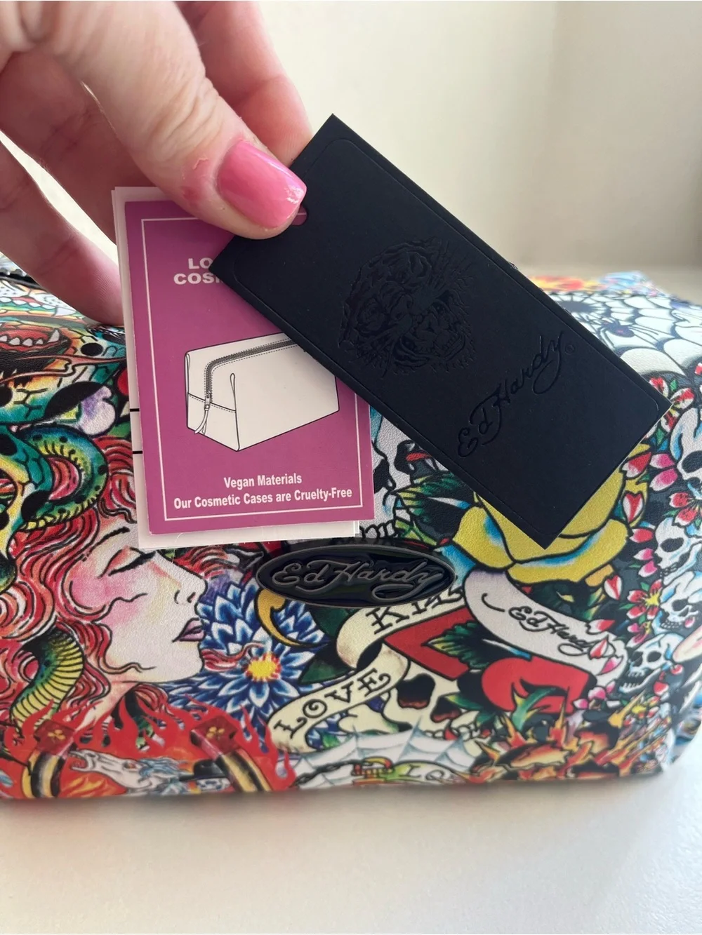 Ed Hardy Vibrant Tattoo-Print Cosmetic Pouch Bag